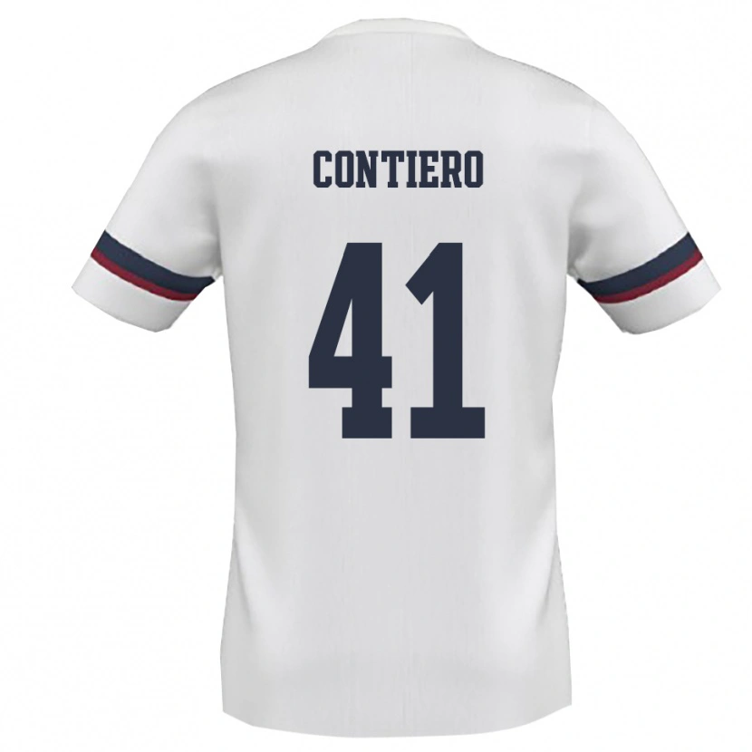 Danxen Mænd Edoardo Contiero #41 Hvid Rød Udebane Spillertrøjer 2025/26 Trøje T-Shirt