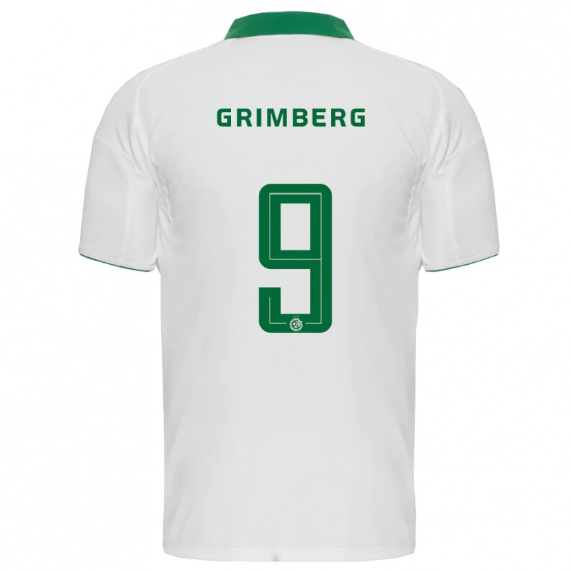 Danxen Mænd Adam Grimberg #9 Hvid Grøn Udebane Spillertrøjer 2025/26 Trøje T-Shirt