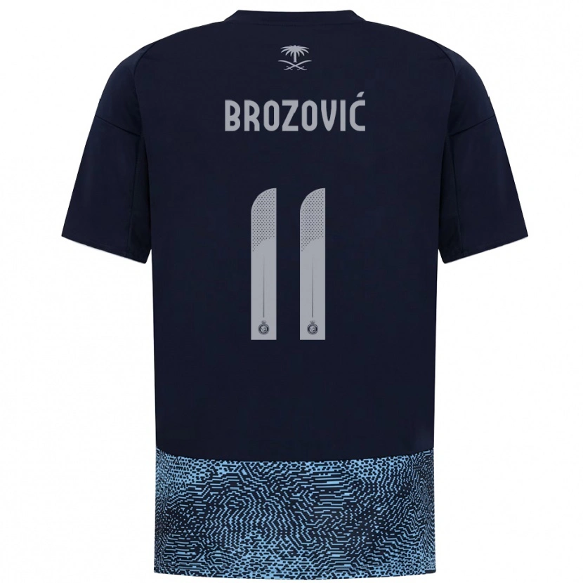 Danxen Mænd Marcelo Brozović #11 Mørkeblå Lyseblå Udebane Spillertrøjer 2025/26 Trøje T-Shirt