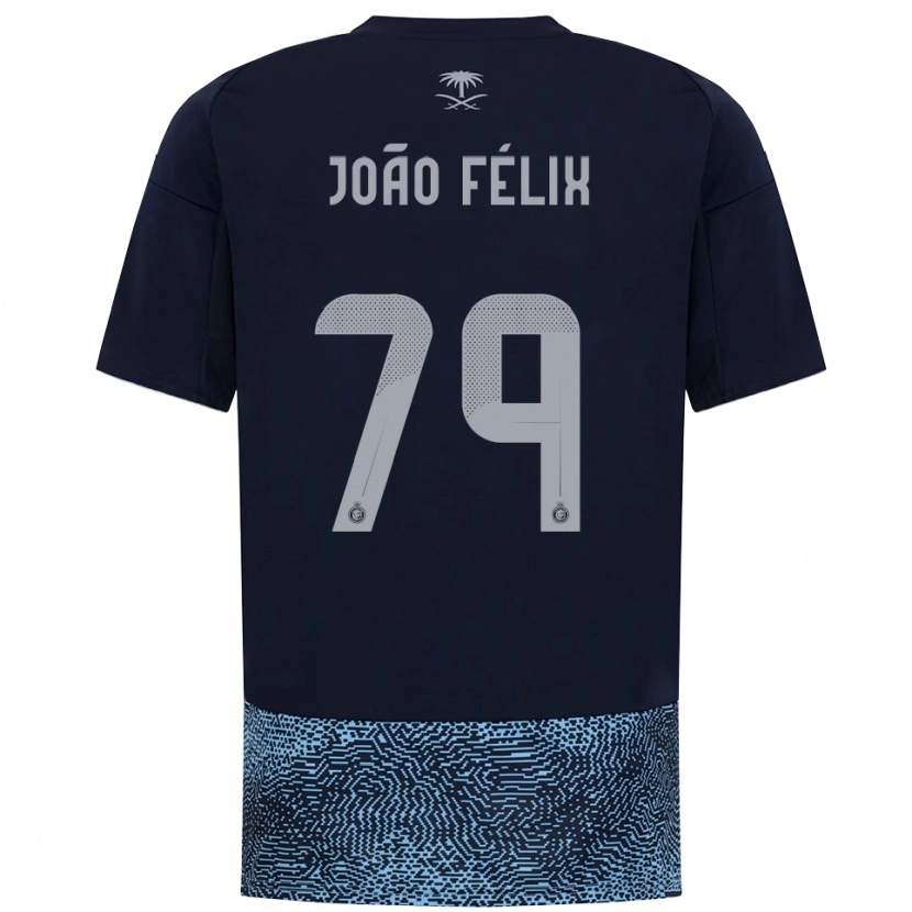 Danxen Mænd João Félix #79 Mørkeblå Lyseblå Udebane Spillertrøjer 2025/26 Trøje T-Shirt