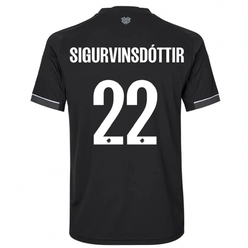 Danxen Mænd Sunneva Sigurvinsdóttir #22 Sort Hvid Udebane Spillertrøjer 2025/26 Trøje T-Shirt