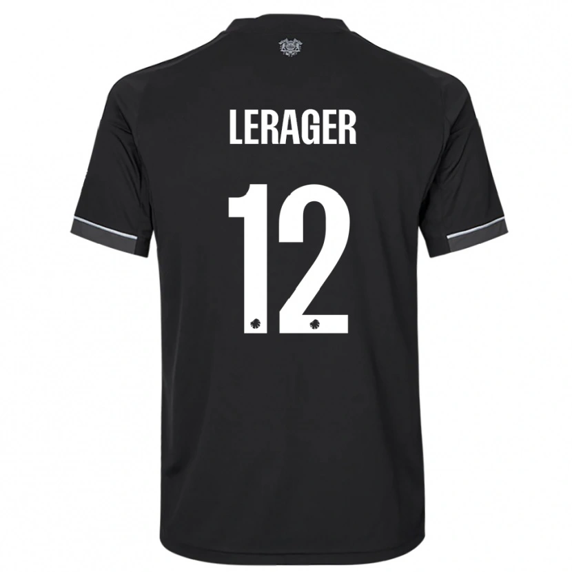 Danxen Mænd Lukas Lerager #12 Sort Hvid Udebane Spillertrøjer 2025/26 Trøje T-Shirt