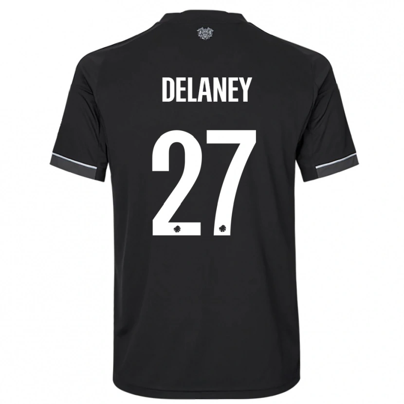 Danxen Mænd Thomas Delaney #27 Sort Hvid Udebane Spillertrøjer 2025/26 Trøje T-Shirt