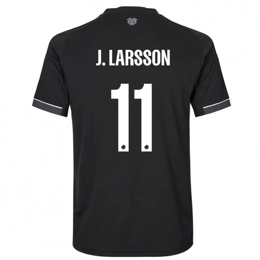 Danxen Mænd Jordan Larsson #11 Sort Hvid Udebane Spillertrøjer 2025/26 Trøje T-Shirt