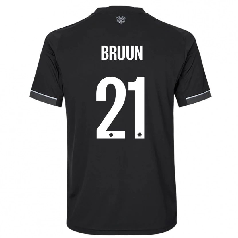 Danxen Mænd Alfred Bruun #21 Sort Hvid Udebane Spillertrøjer 2025/26 Trøje T-Shirt