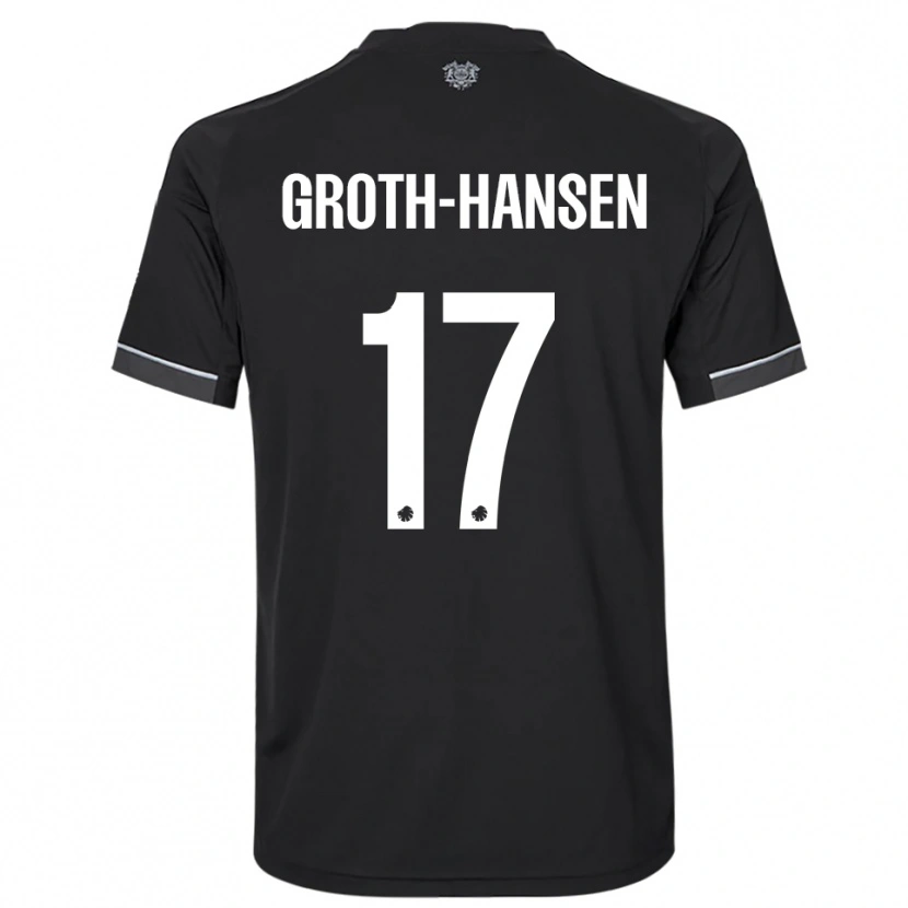 Danxen Mænd Paula Groth-Hansen #17 Sort Hvid Udebane Spillertrøjer 2025/26 Trøje T-Shirt