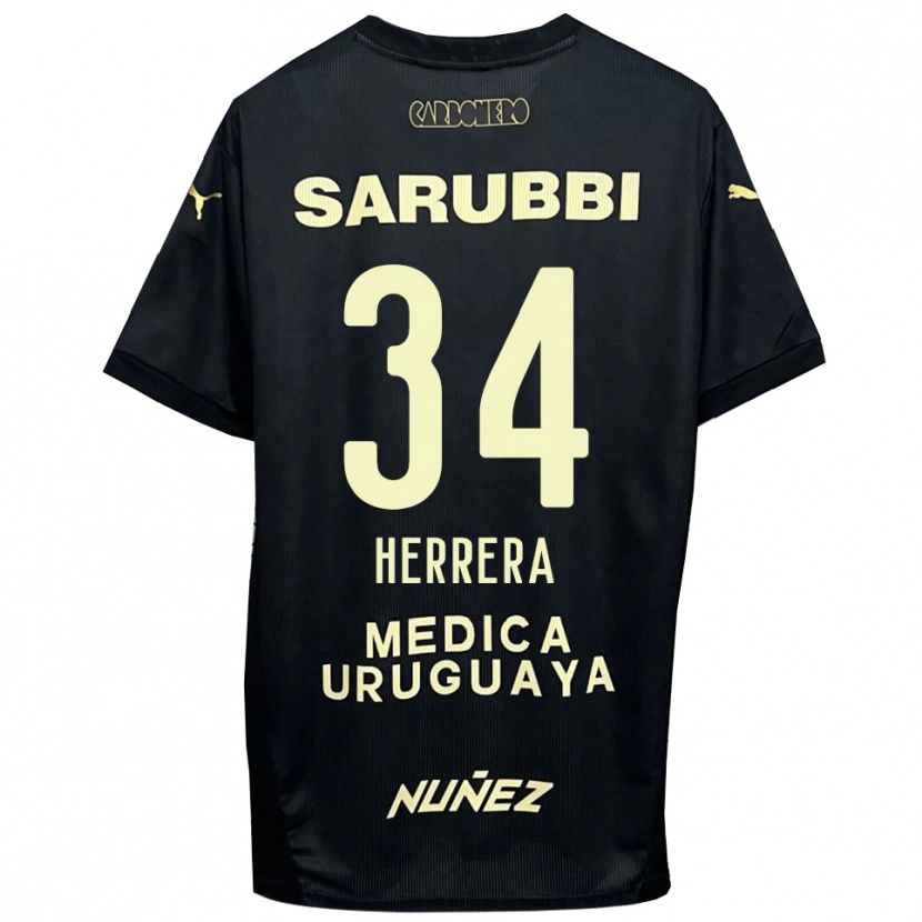 Danxen Mænd Nahuel Herrera #34 Sort Guld Udebane Spillertrøjer 2025/26 Trøje T-Shirt