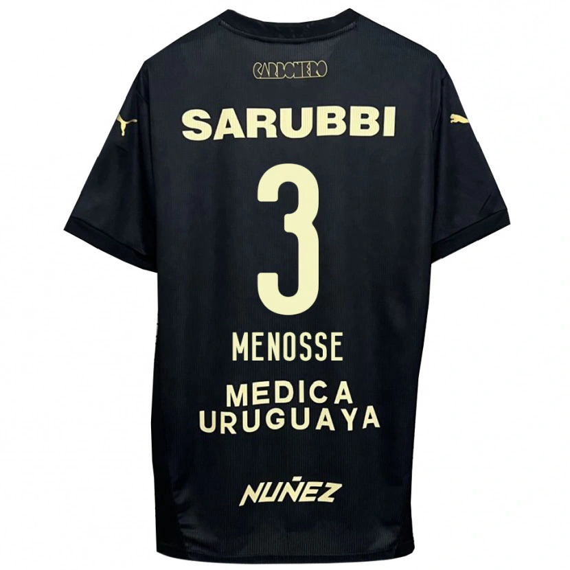 Danxen Mænd Hernán Menosse #3 Sort Guld Udebane Spillertrøjer 2025/26 Trøje T-Shirt