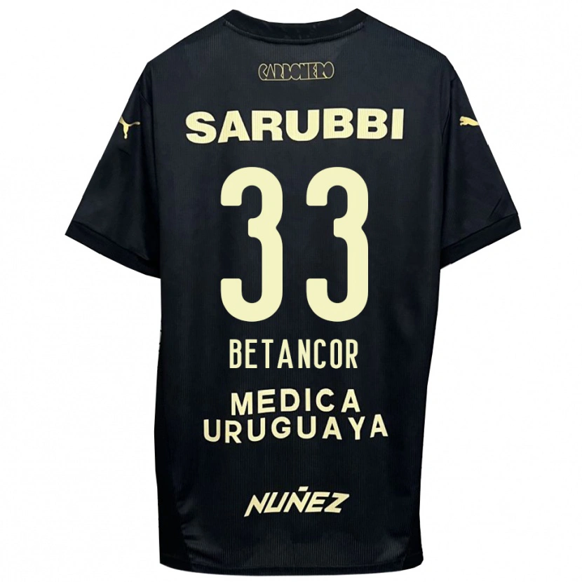 Danxen Mænd Bruno Betancor #33 Sort Guld Udebane Spillertrøjer 2025/26 Trøje T-Shirt