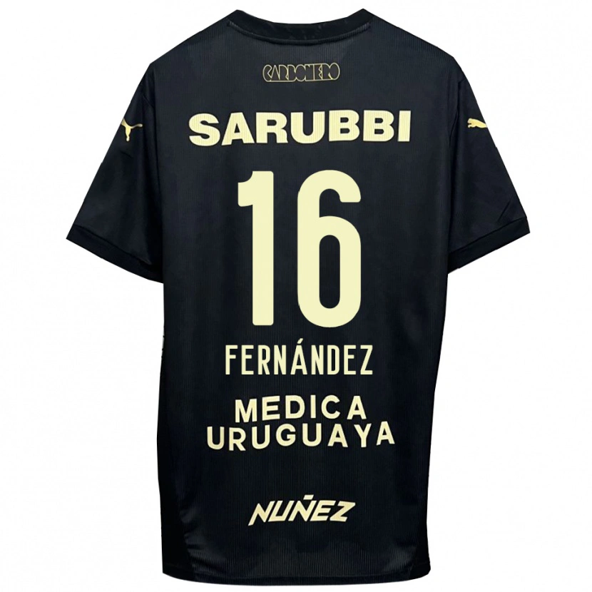 Danxen Mænd Adrián Fernández #16 Sort Guld Udebane Spillertrøjer 2025/26 Trøje T-Shirt