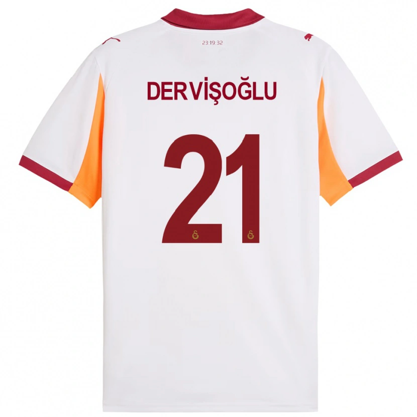 Danxen Mænd Halil Dervişoğlu #21 Hvid Rød Udebane Spillertrøjer 2025/26 Trøje T-Shirt