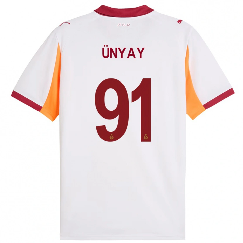 Danxen Mænd Arda Ünyay #91 Hvid Rød Udebane Spillertrøjer 2025/26 Trøje T-Shirt