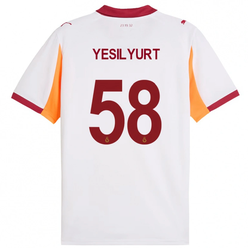 Danxen Mænd Ali Yeşilyurt #58 Hvid Rød Udebane Spillertrøjer 2025/26 Trøje T-Shirt