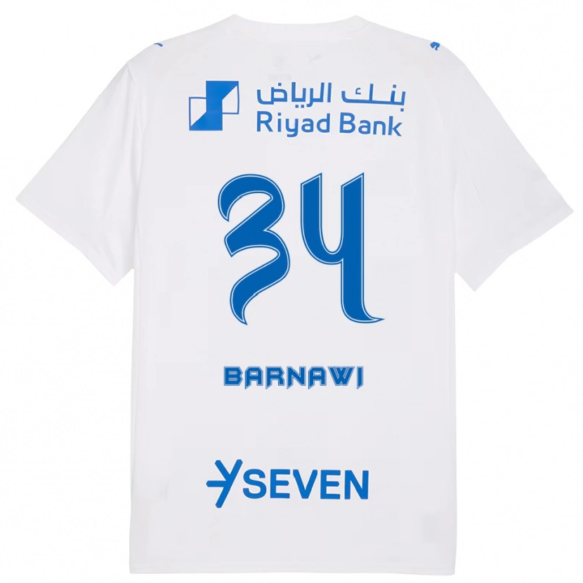 Danxen Mænd Saleh Barnawi #34 Hvid Blå Udebane Spillertrøjer 2025/26 Trøje T-Shirt
