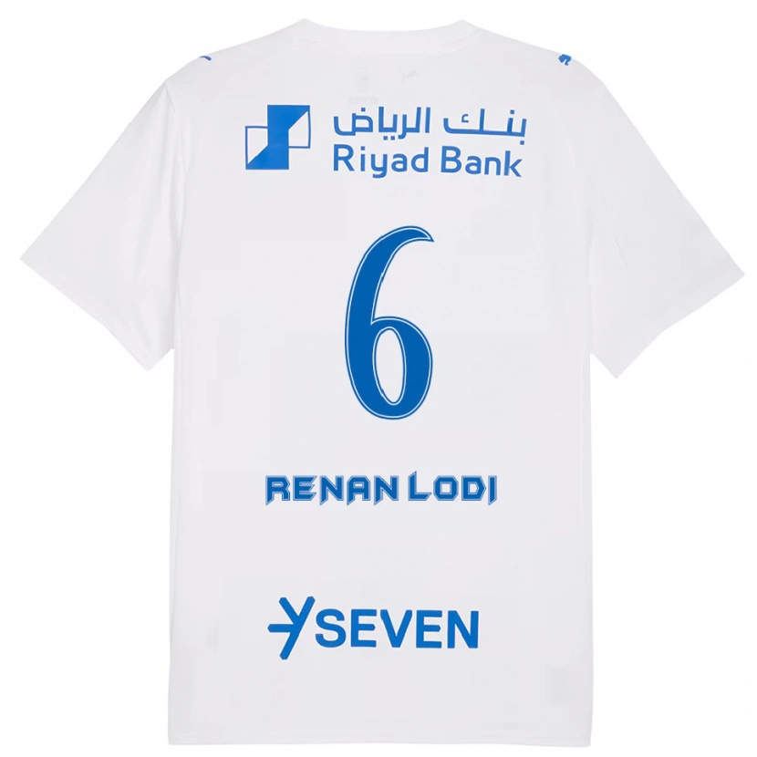 Danxen Mænd Renan Lodi #6 Hvid Blå Udebane Spillertrøjer 2025/26 Trøje T-Shirt
