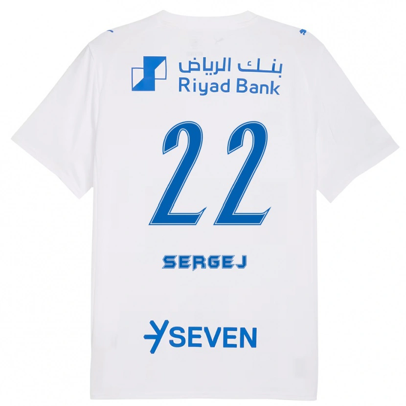 Danxen Mænd Sergej Milinković-Savić #22 Hvid Blå Udebane Spillertrøjer 2025/26 Trøje T-Shirt