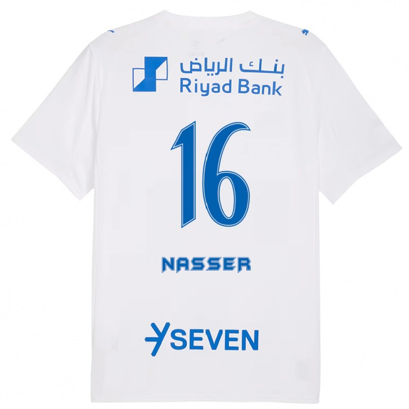 Danxen Mænd Nasser Al-Dawsari #16 Hvid Blå Udebane Spillertrøjer 2025/26 Trøje T-Shirt