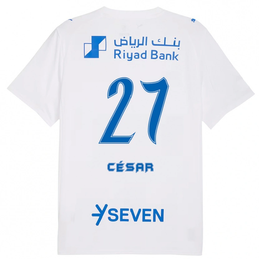 Danxen Mænd Kaio César #27 Hvid Blå Udebane Spillertrøjer 2025/26 Trøje T-Shirt