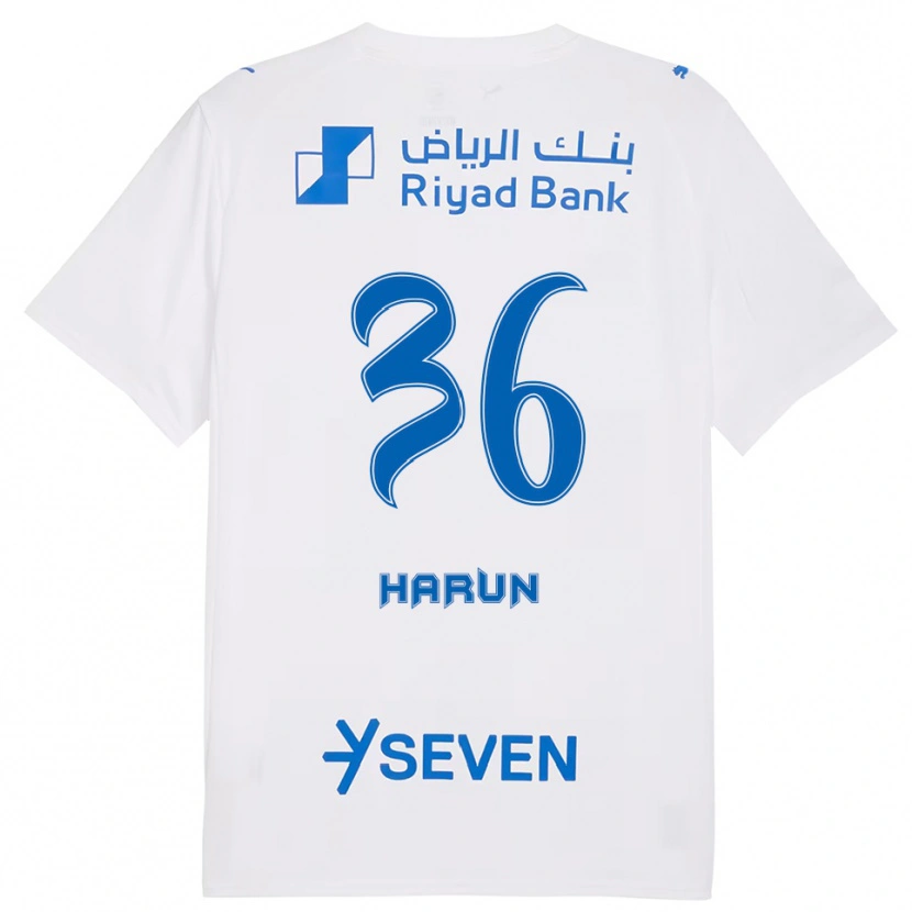 Danxen Mænd Saud Haroun #36 Hvid Blå Udebane Spillertrøjer 2025/26 Trøje T-Shirt