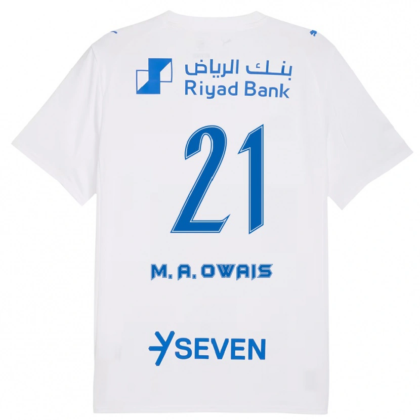 Danxen Mænd Mohammed Al-Owais #21 Hvid Blå Udebane Spillertrøjer 2025/26 Trøje T-Shirt