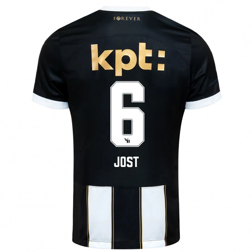 Danxen Mænd Tristan Jost #6 Sort Hvid Udebane Spillertrøjer 2025/26 Trøje T-Shirt