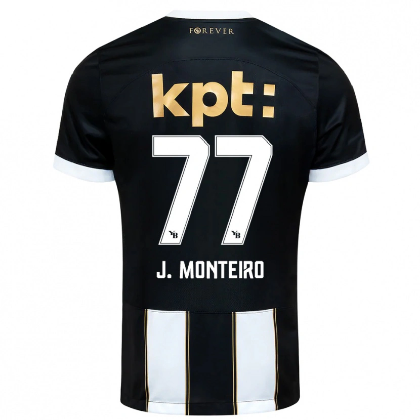 Danxen Mænd Joël Monteiro #77 Sort Hvid Udebane Spillertrøjer 2025/26 Trøje T-Shirt