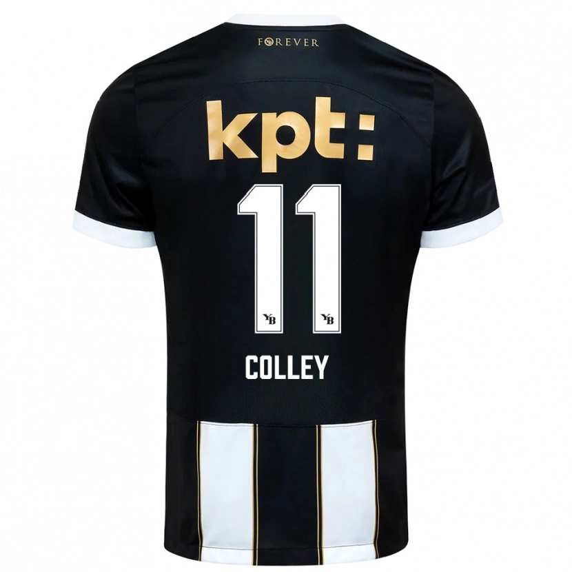 Danxen Mænd Ebrima Colley #11 Sort Hvid Udebane Spillertrøjer 2025/26 Trøje T-Shirt