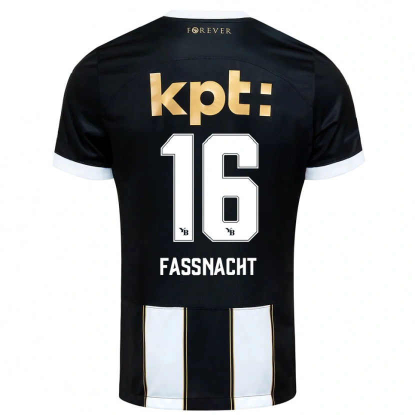 Danxen Mænd Christian Fassnacht #16 Sort Hvid Udebane Spillertrøjer 2025/26 Trøje T-Shirt