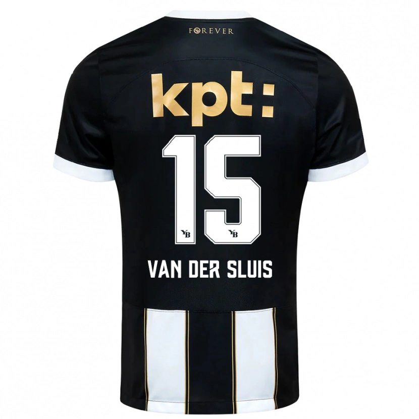 Danxen Mænd Gennaro Van Der Sluis #15 Sort Hvid Udebane Spillertrøjer 2025/26 Trøje T-Shirt