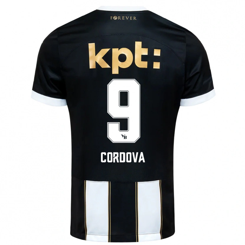 Danxen Mænd Sergio Córdova #9 Sort Hvid Udebane Spillertrøjer 2025/26 Trøje T-Shirt