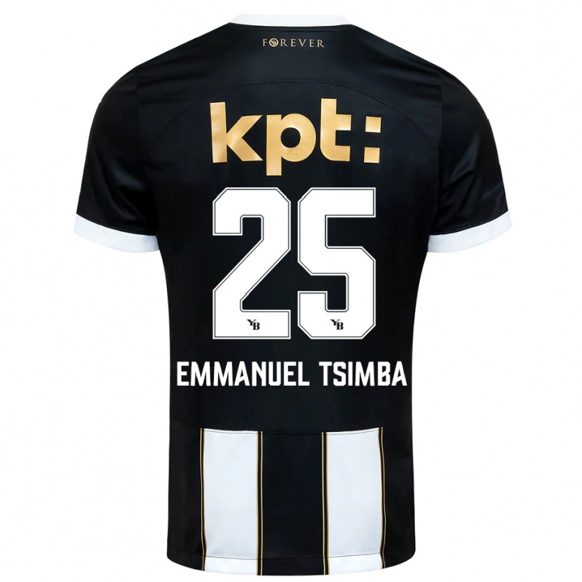 Danxen Mænd Felix Emmanuel Tsimba #25 Sort Hvid Udebane Spillertrøjer 2025/26 Trøje T-Shirt