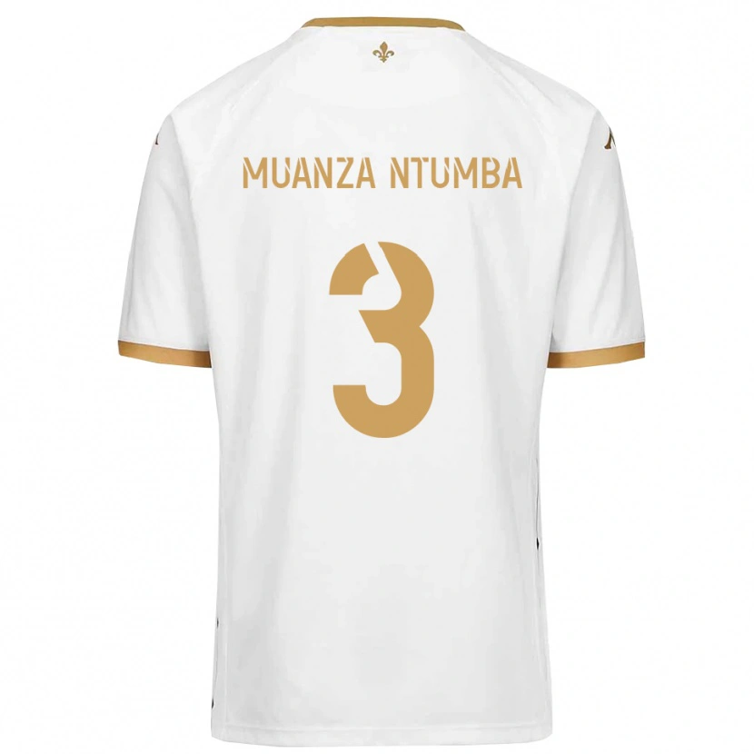 Danxen Mænd Olivier Muanza Ntumba #3 Hvid Guld Udebane Spillertrøjer 2025/26 Trøje T-Shirt