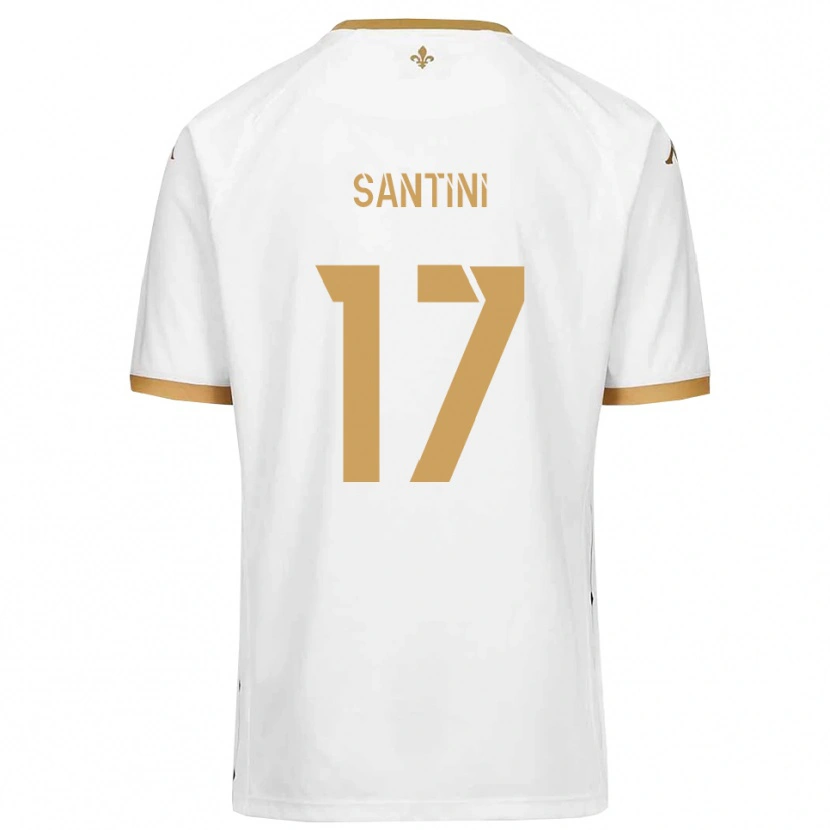 Danxen Mænd Jérémi Santini #17 Hvid Guld Udebane Spillertrøjer 2025/26 Trøje T-Shirt