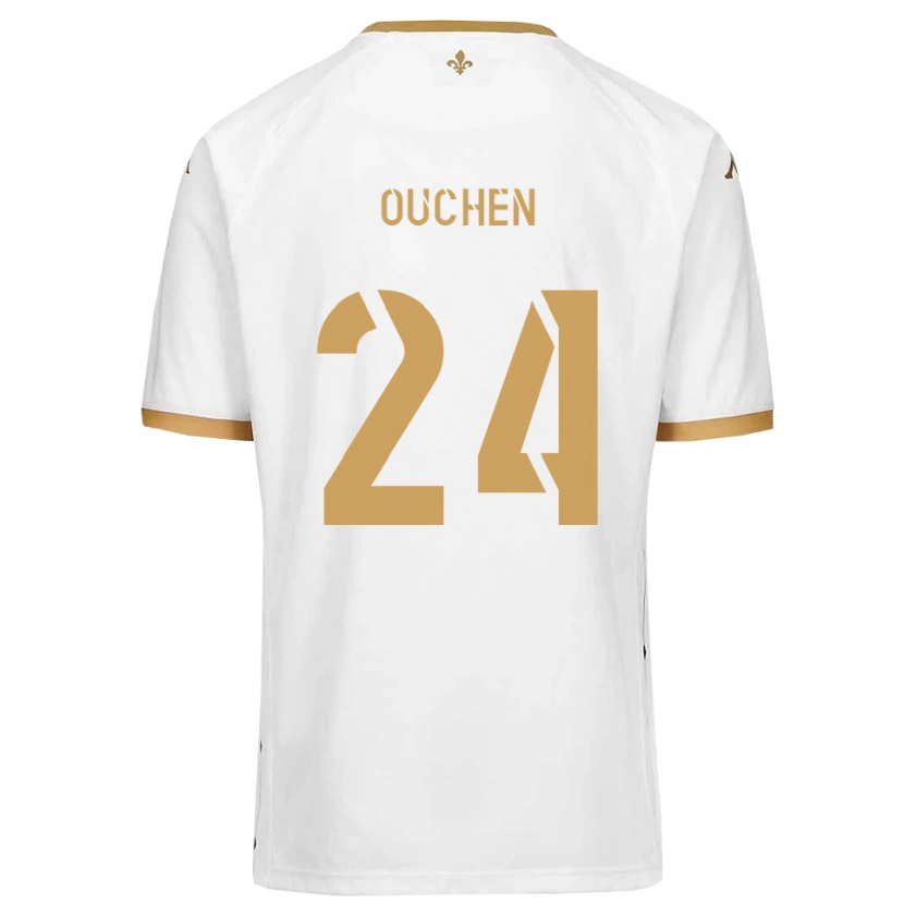 Danxen Mænd Ali Ouchen #24 Hvid Guld Udebane Spillertrøjer 2025/26 Trøje T-Shirt