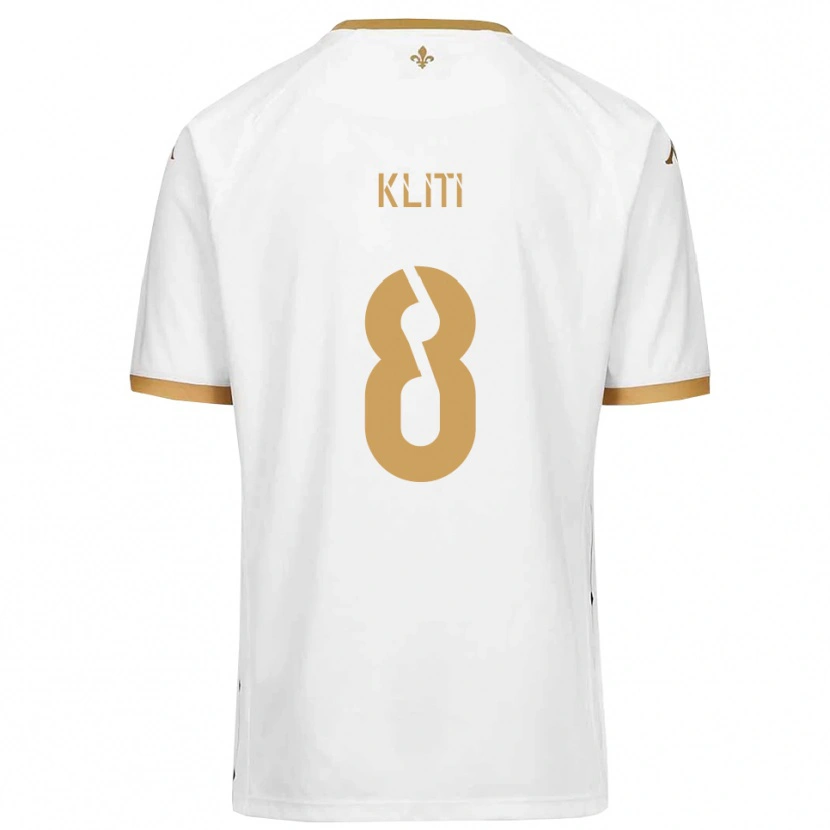 Danxen Mænd Ayoub Kliti #8 Hvid Guld Udebane Spillertrøjer 2025/26 Trøje T-Shirt