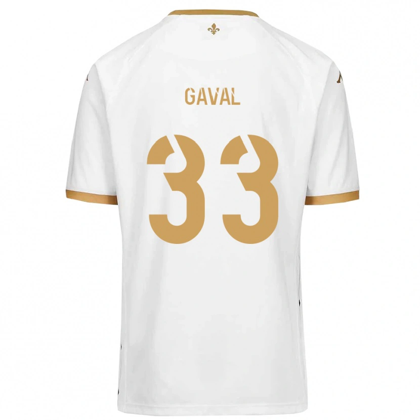 Danxen Mænd Aimé Gaval #33 Hvid Guld Udebane Spillertrøjer 2025/26 Trøje T-Shirt