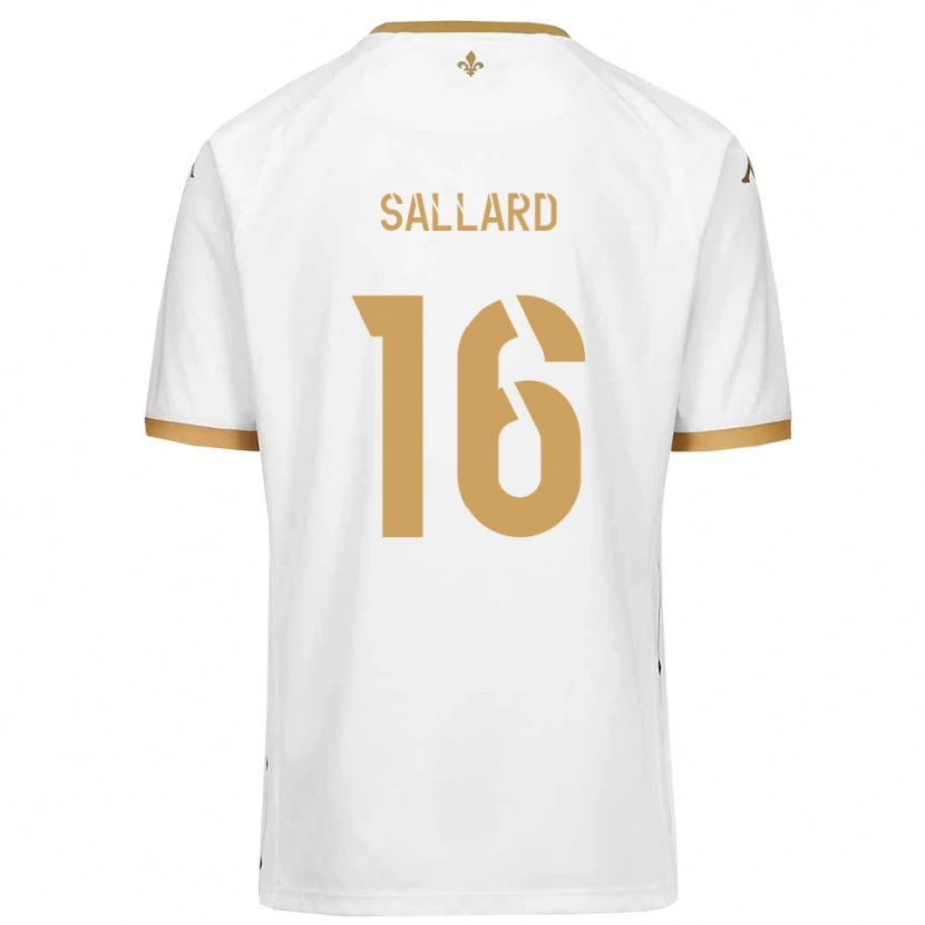Danxen Mænd Romain Sallard #16 Hvid Guld Udebane Spillertrøjer 2025/26 Trøje T-Shirt