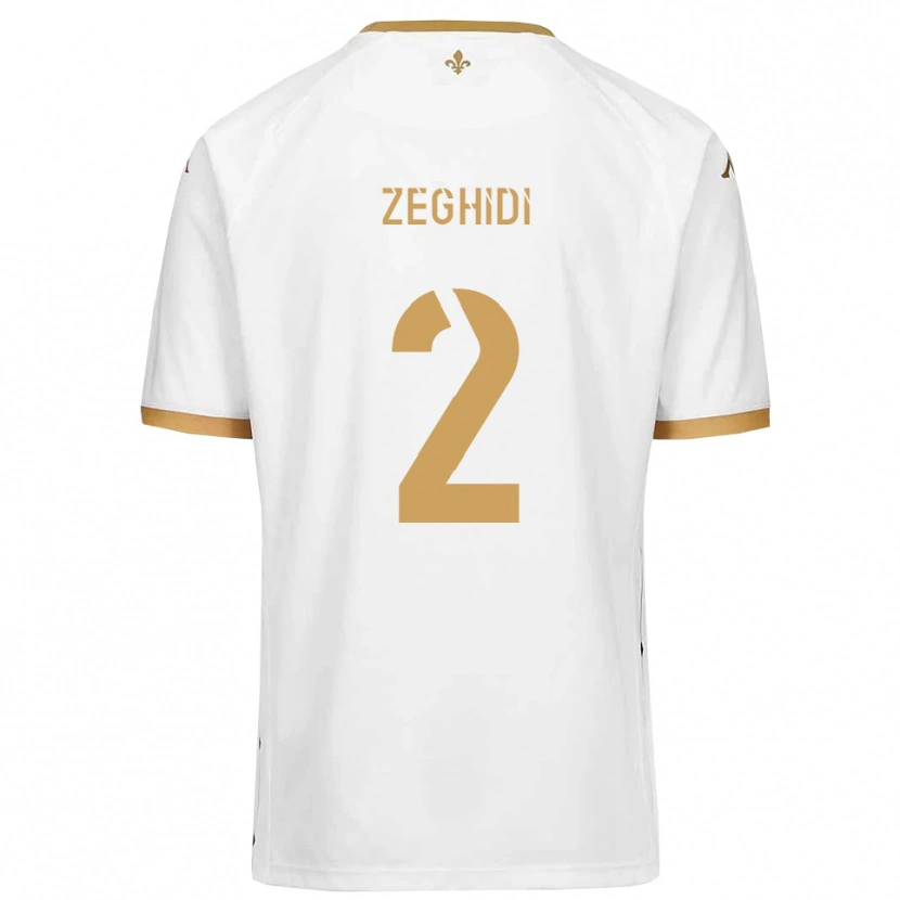 Danxen Mænd Yanis Zeghidi #2 Hvid Guld Udebane Spillertrøjer 2025/26 Trøje T-Shirt