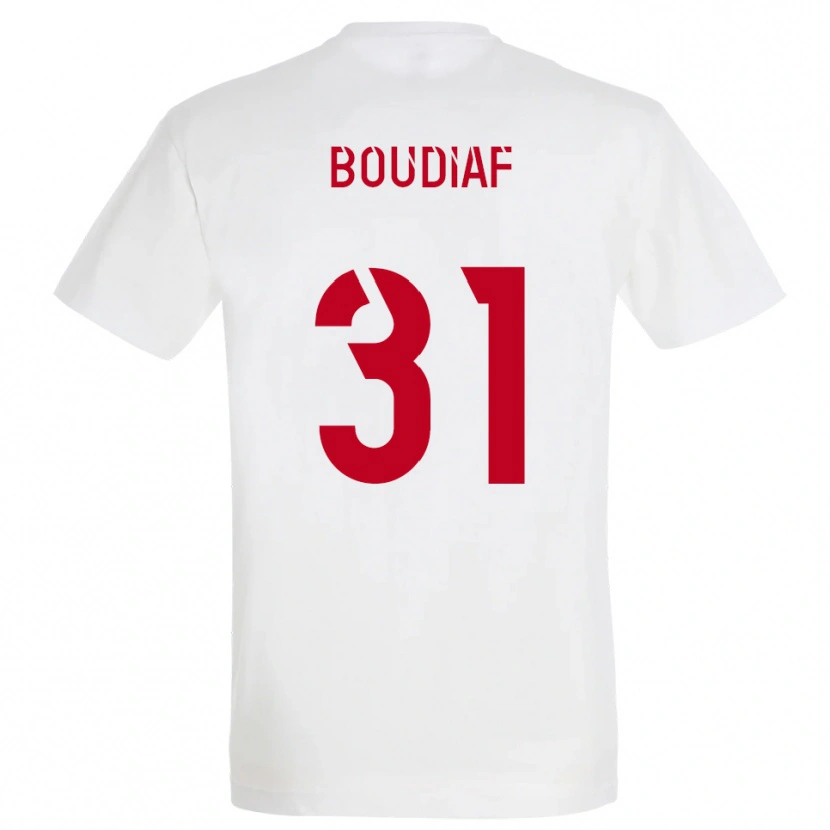 Danxen Mænd Ryad Boudiaf #31 Hvid Rød Gul Udebane Spillertrøjer 2025/26 Trøje T-Shirt