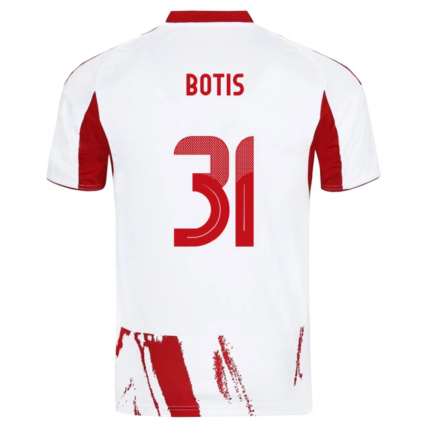 Danxen Mænd Nikolaos Botis #31 Hvid Rød Udebane Spillertrøjer 2025/26 Trøje T-Shirt