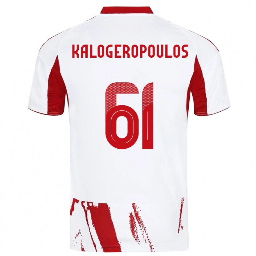 Danxen Mænd Alexios Kalogeropoulos #61 Hvid Rød Udebane Spillertrøjer 2025/26 Trøje T-Shirt