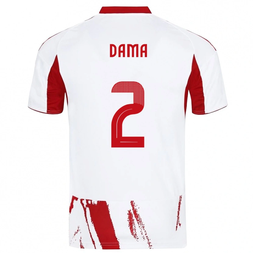 Danxen Mænd Antonis Dama #2 Hvid Rød Udebane Spillertrøjer 2025/26 Trøje T-Shirt