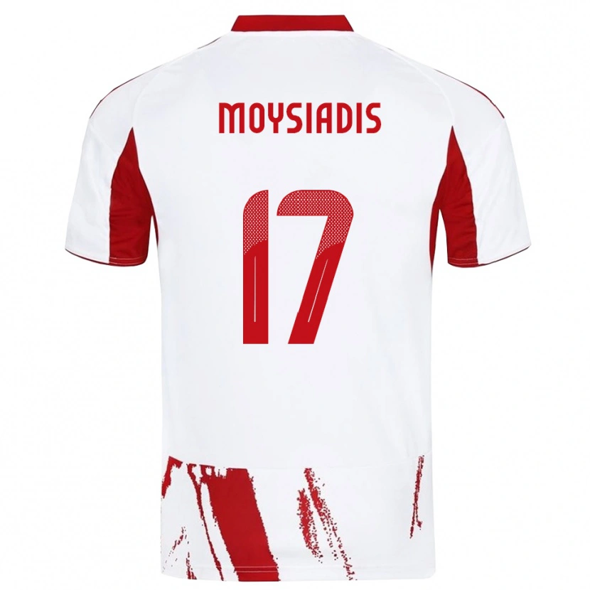 Danxen Mænd Alexandros Moysiadis #17 Hvid Rød Udebane Spillertrøjer 2025/26 Trøje T-Shirt