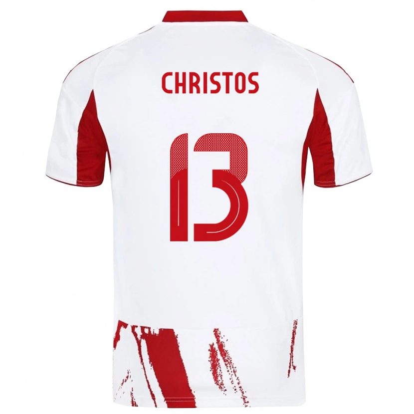 Danxen Mænd Christos Michailidis #13 Hvid Rød Udebane Spillertrøjer 2025/26 Trøje T-Shirt