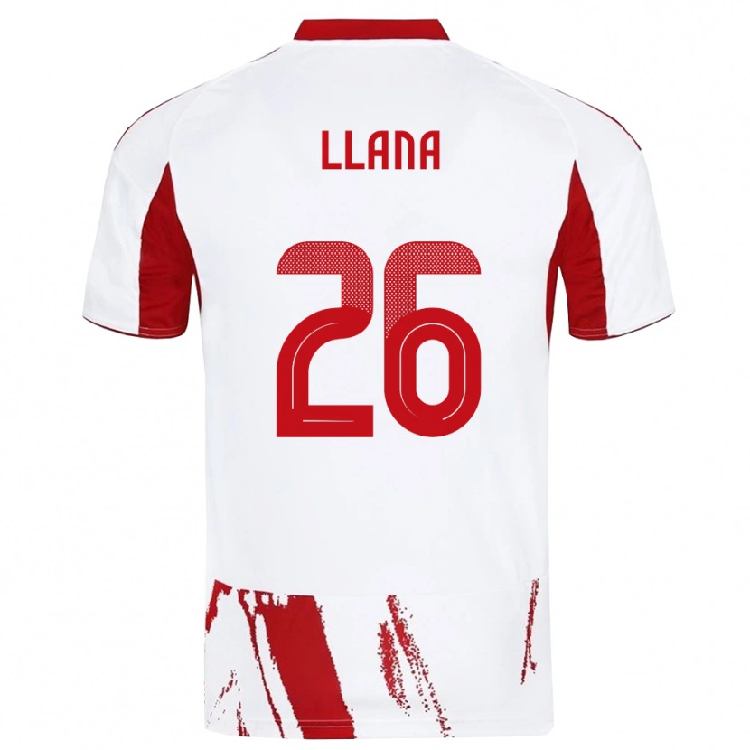 Danxen Mænd Andreas Llana #26 Hvid Rød Udebane Spillertrøjer 2025/26 Trøje T-Shirt
