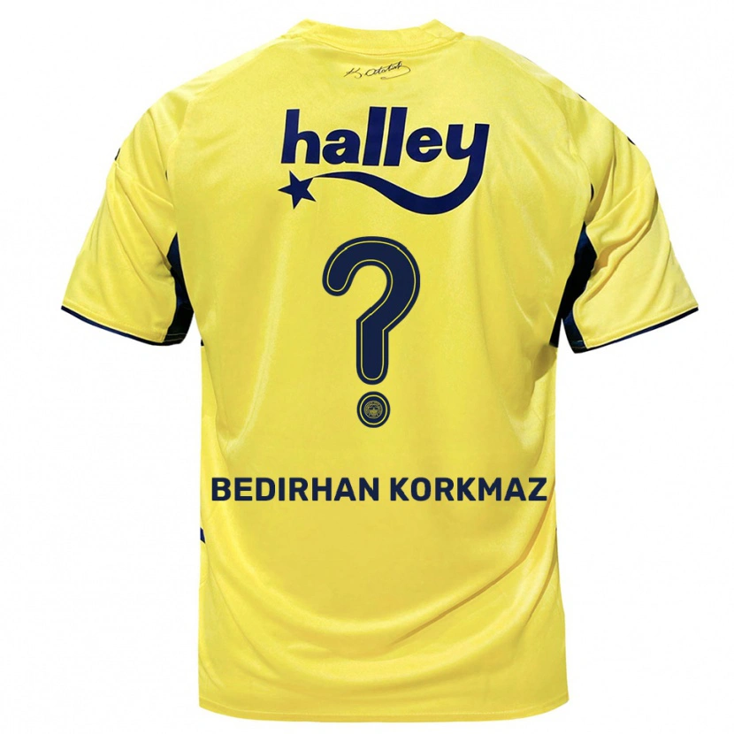 Danxen Mænd Yağız Bedirhan Korkmaz #0 Gul Mørkeblå Udebane Spillertrøjer 2025/26 Trøje T-Shirt