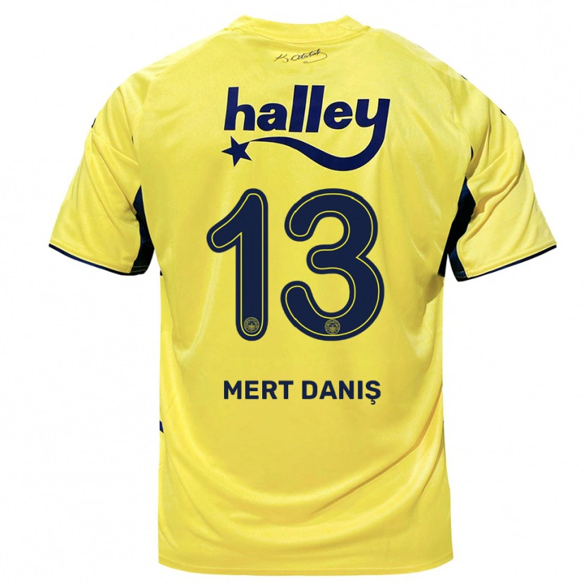 Danxen Mænd Mustafa Mert Danış #13 Gul Mørkeblå Udebane Spillertrøjer 2025/26 Trøje T-Shirt