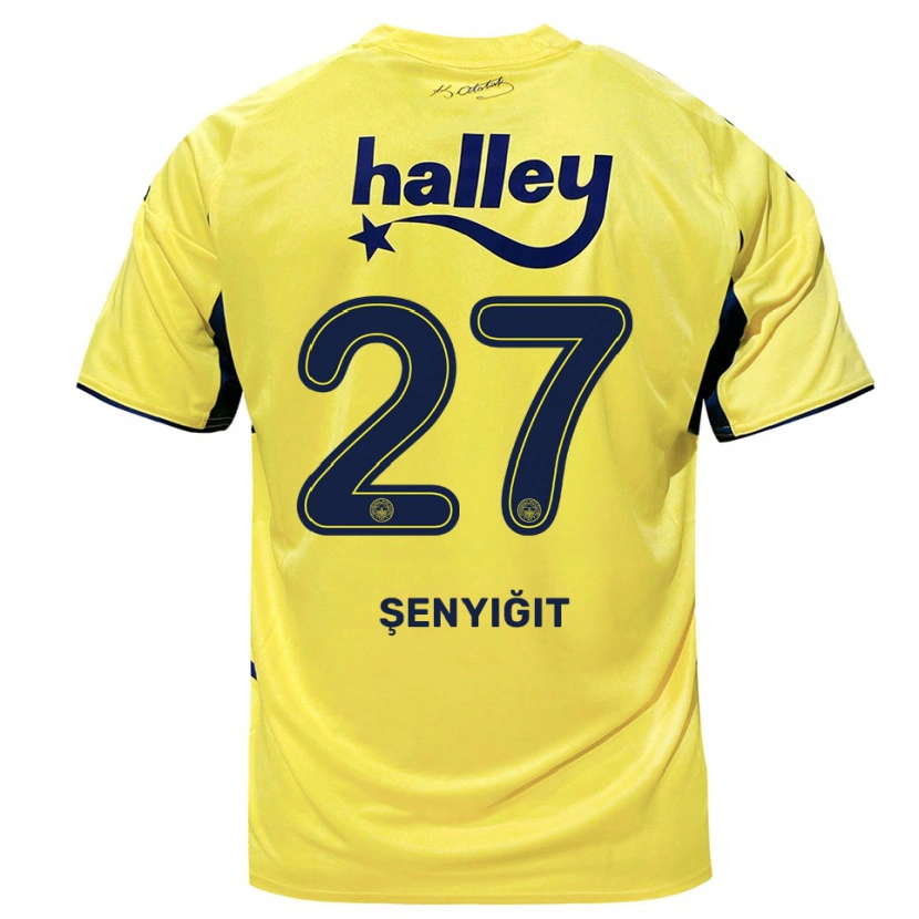 Danxen Mænd Enes Şenyiğit #27 Gul Mørkeblå Udebane Spillertrøjer 2025/26 Trøje T-Shirt