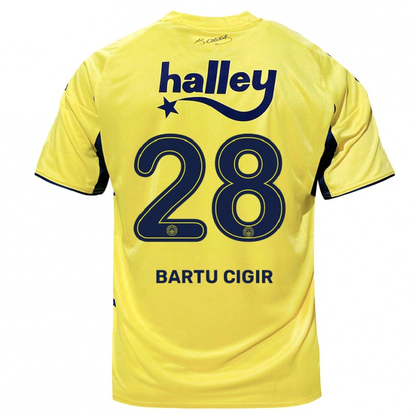 Danxen Mænd Can Bartu Çığır #28 Gul Mørkeblå Udebane Spillertrøjer 2025/26 Trøje T-Shirt