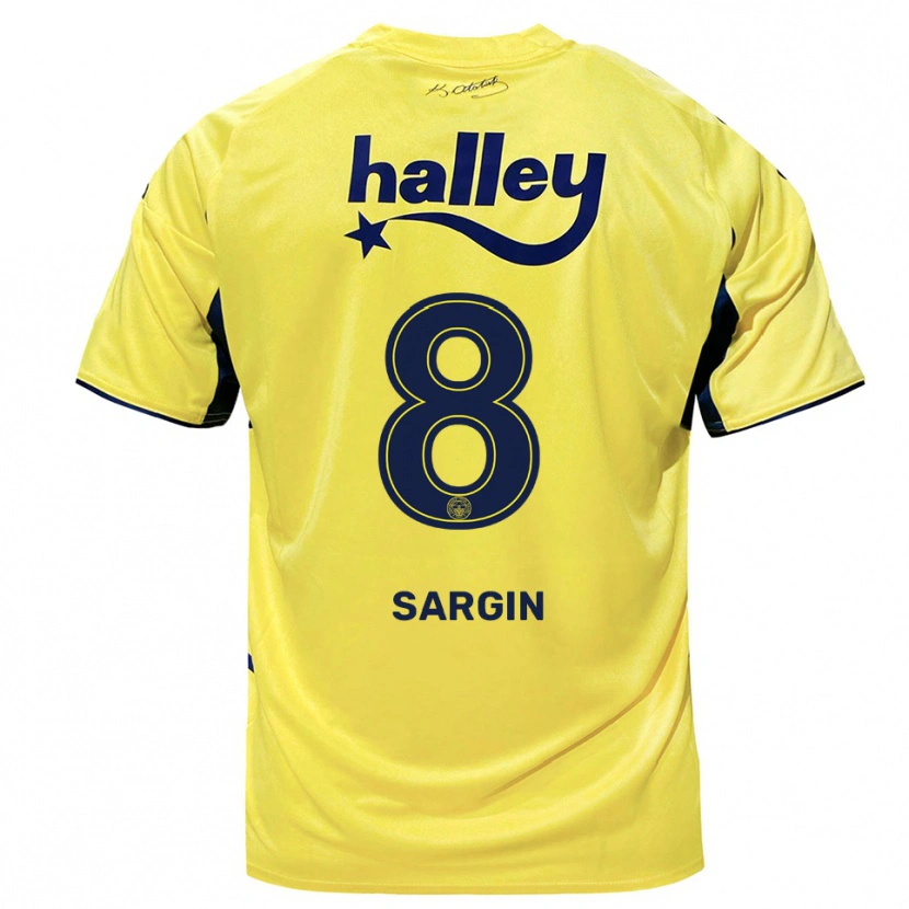 Danxen Mænd Samet Sargın #8 Gul Mørkeblå Udebane Spillertrøjer 2025/26 Trøje T-Shirt